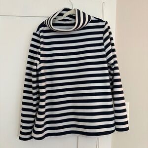 Dudley Stephens Greenpoint Turtleneck in Striped Fleece (Navy/White)